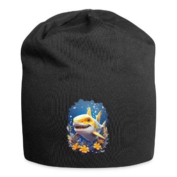 Radiant Shark | Yellow Ocean Vibe Shark - Jersey Beanie - black - Front