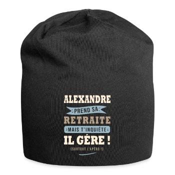 Alexandre humour retraite cadeau retraité - Bonnet en jersey - noir - Devant