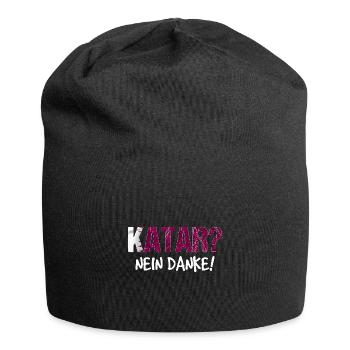 Katar Boykott Spruch Geschenk - Jersey-Beanie - Schwarz - Vorne