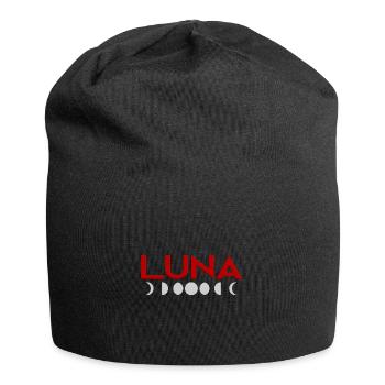 Luna (Mond) und Mondphasen Geschenk Halbmond hell - Jersey-Beanie - Schwarz - Vorne