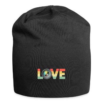 Photography Camera Lens Retro Love - Jersey-Beanie - Schwarz - Vorne