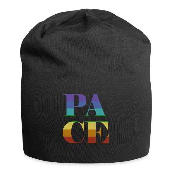 Pace in großen bunten Buchstaben - Jersey-Beanie - Schwarz - Vorne
