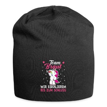 Damen Team Braut JGA Einhorn Hochzeit Junggesellen - Jersey-Beanie - Schwarz - Vorne