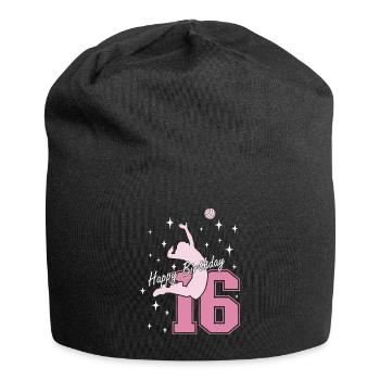 16. Geburtstag Volleyball Volleyballspielerin - Jersey-Beanie - Schwarz - Vorne