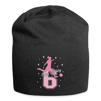 6. Geburtstag Fussball Fussballspielerin - Jersey-Beanie - Schwarz - Vorne