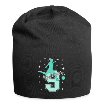 9. Geburtstag Fussball Fussballspielerin - Jersey-Beanie - Schwarz - Vorne