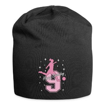 9. Geburtstag Fussball Fussballspielerin - Jersey-Beanie - Schwarz - Vorne