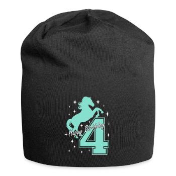4. Geburtstag Reiten Pferd Reitstall - Jersey-Beanie - Schwarz - Vorne