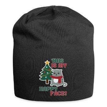 Cat Grumpy Christmas , this is my Happy Face - Jersey-Beanie - Schwarz - Vorne