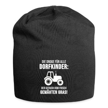 village paysan agriculteur campagne vivre herbe cadeau - Bonnet en jersey - noir - Devant