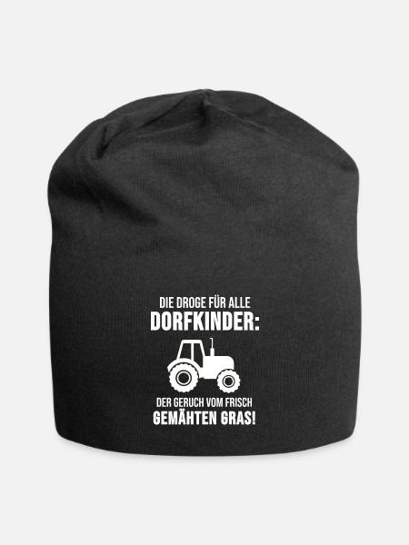 Dorf Landei Landwirt Landleben Gras Geschenk - Jersey-Beanie - Schwarz