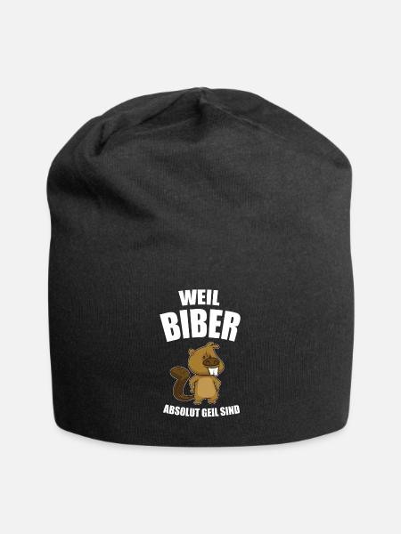 Biber Nagetier Tier Geschenk & Besitzer - Jersey-Beanie - Schwarz