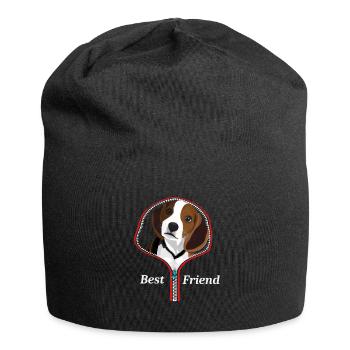 motif meilleur ami beagle - Bonnet en jersey - noir - Devant