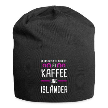 Isländer Kaffee Islandpferde Islandpferd Geschenk - Jersey-Beanie - Schwarz - Vorne