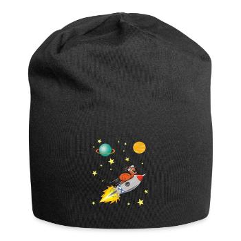Escargot avec fusée voyageant dans l'espace - Bonnet en jersey - noir - Devant