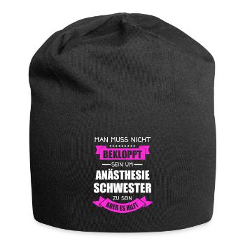 Anästhesie Schwester Pflegekraft Krankenpflege - Jersey-Beanie - Schwarz - Vorne