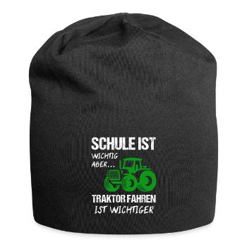 Traktor Trecker Traktoren Geschenk - Jersey-Beanie - Schwarz - Vorne