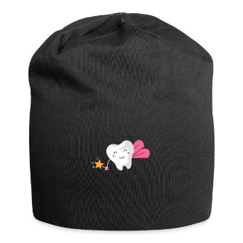 Damen Zahnfee mit Zauberstab, Fasching Zahn Kostüm - Jersey-Beanie - Schwarz - Vorne