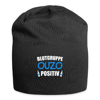 Ouzo Alkohol Schnaps Geschenk - Jersey-Beanie - Schwarz - Vorne