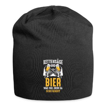 Kettensäge Bier Holzfäller Waldarbeiter Geschenk - Jersey-Beanie - Schwarz - Vorne