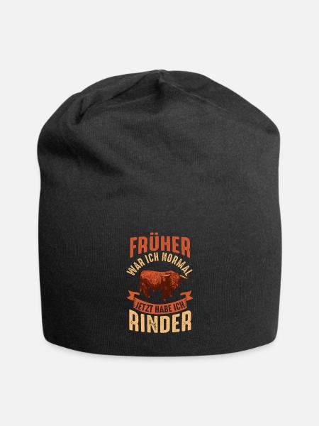 Schottisches Hochlandrind Rind Highland Cattle - Jersey-Beanie - Schwarz
