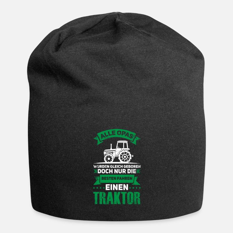 Grandpa Tractor Driver Gift - Jersey Beanie - black