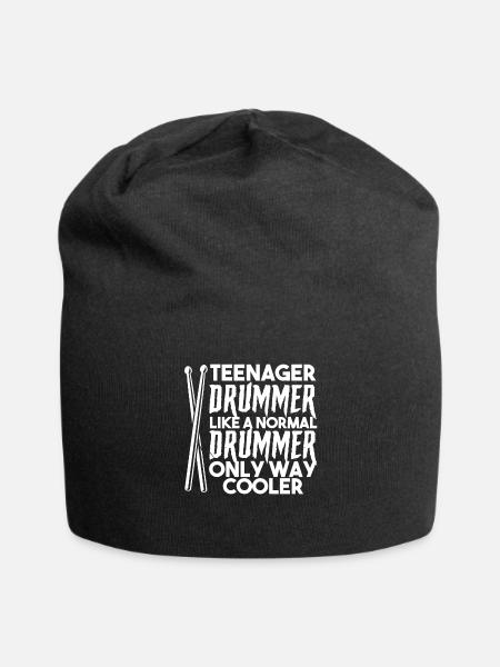 Teenage drummer teenage drum gift - Jersey Beanie - black