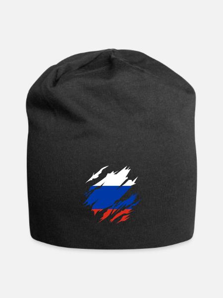 Russland-Flagge Russland Russisch Geschenk - Jersey-Beanie - Schwarz