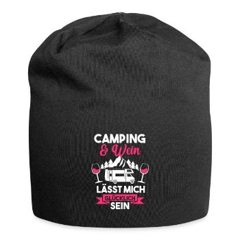 Wohnmobil Wohnwagen Camping Wein Geschenk - Jersey-Beanie - Schwarz - Vorne