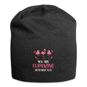 Flamingo Flamingo Geschenk - Jersey-Beanie - Schwarz - Vorne