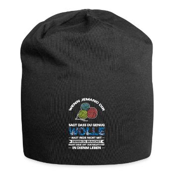 Häkeln Häklerin Handarbeit Geschenk - Jersey-Beanie - Schwarz - Vorne