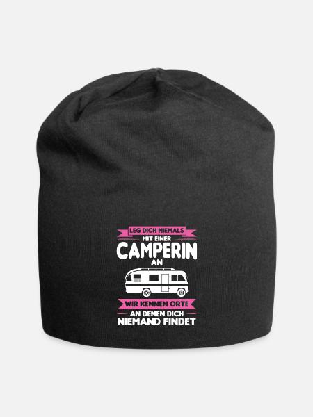 Camperin Reisemobil Wohnmobil Geschenk - Jersey-Beanie - Schwarz