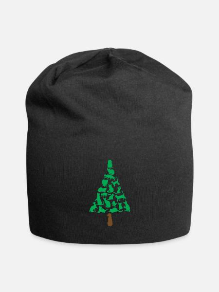 Chats Sapin de Noël cadeau chat Noël - Bonnet en jersey - noir