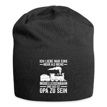 Modelleisenbahn Opa Modelleisenbahn Geschenk - Jersey-Beanie - Schwarz - Vorne