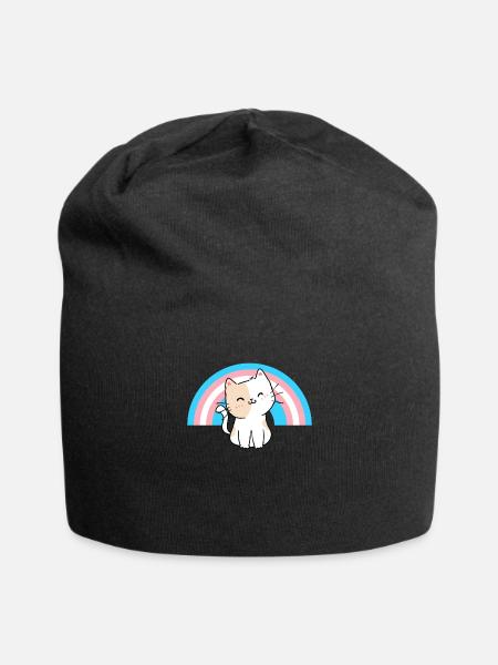 Transgender Cat Transgender Pride Cat Geschenk - Jersey-Beanie - Schwarz