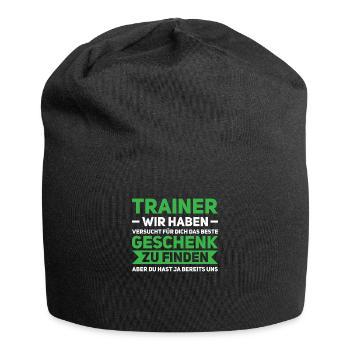 Trainer Fußball Fußballtrainer Geschenk - Jersey-Beanie - Schwarz - Vorne