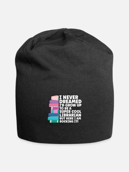 Library Librarian Libraries Gift - Jersey Beanie - black