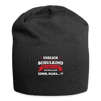 Schulkind Schule Schüler Geschenk - Jersey-Beanie - Schwarz - Vorne