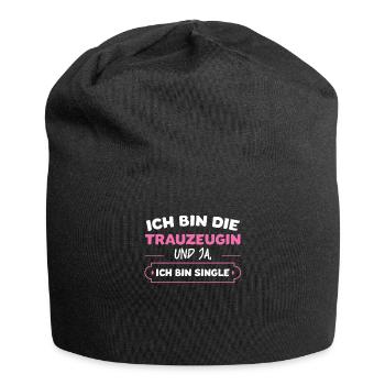 Trauzeugin Hochzeit Brautjungfer Geschenk - Jersey-Beanie - Schwarz - Vorne