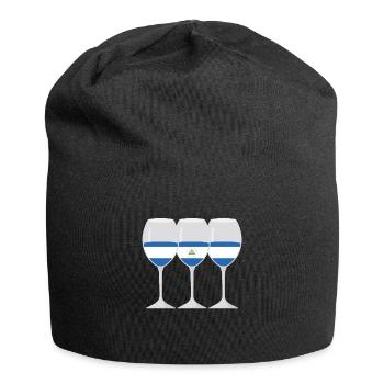 Flag Wine Glass Nicaraguan Roots Gift - Jersey Beanie - black - Front