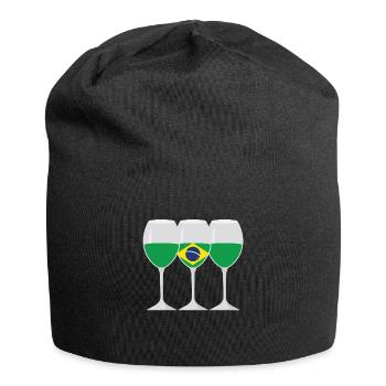 Flag Wine Glass Brazilian Gift - Jersey Beanie - black - Front