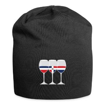 Flag Wine Glass Dominican Republic Gift - Jersey Beanie - black - Front