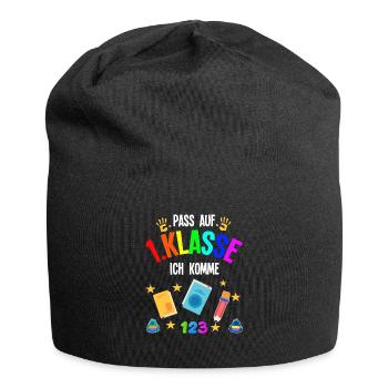 1.Klasse Schulanfang Schulanfänger Geschenk - Jersey-Beanie - Schwarz - Vorne