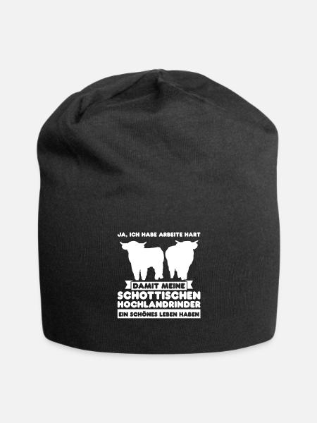 Rind Schottisches Hochlandrind Bauernhof Geschenk - Jersey-Beanie - Schwarz