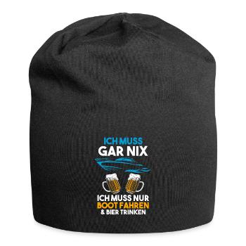 Boot Bier Bootsfahrer Geschenk - Jersey-Beanie - Schwarz - Vorne
