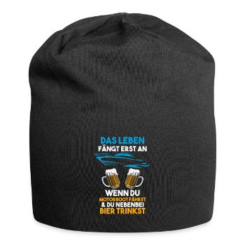Motorboot Bier Bootsbesitzer Geschenk - Jersey-Beanie - Schwarz - Vorne