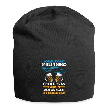 Motorboot Opa Bootfahren Geschenk - Jersey-Beanie - Schwarz - Vorne