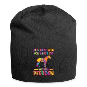 Reiten Pferd Pferdesport Geschenk - Jersey-Beanie - Schwarz - Vorne