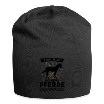 Reiten Pferd Pferdesport Geschenk - Jersey-Beanie - Schwarz - Vorne