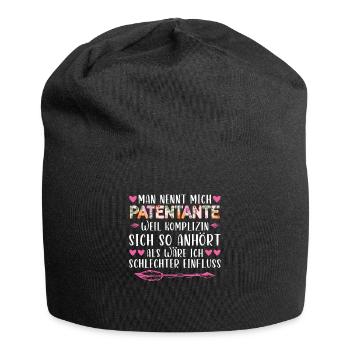 Patentante Taufe Patin Geschenk - Jersey-Beanie - Schwarz - Vorne